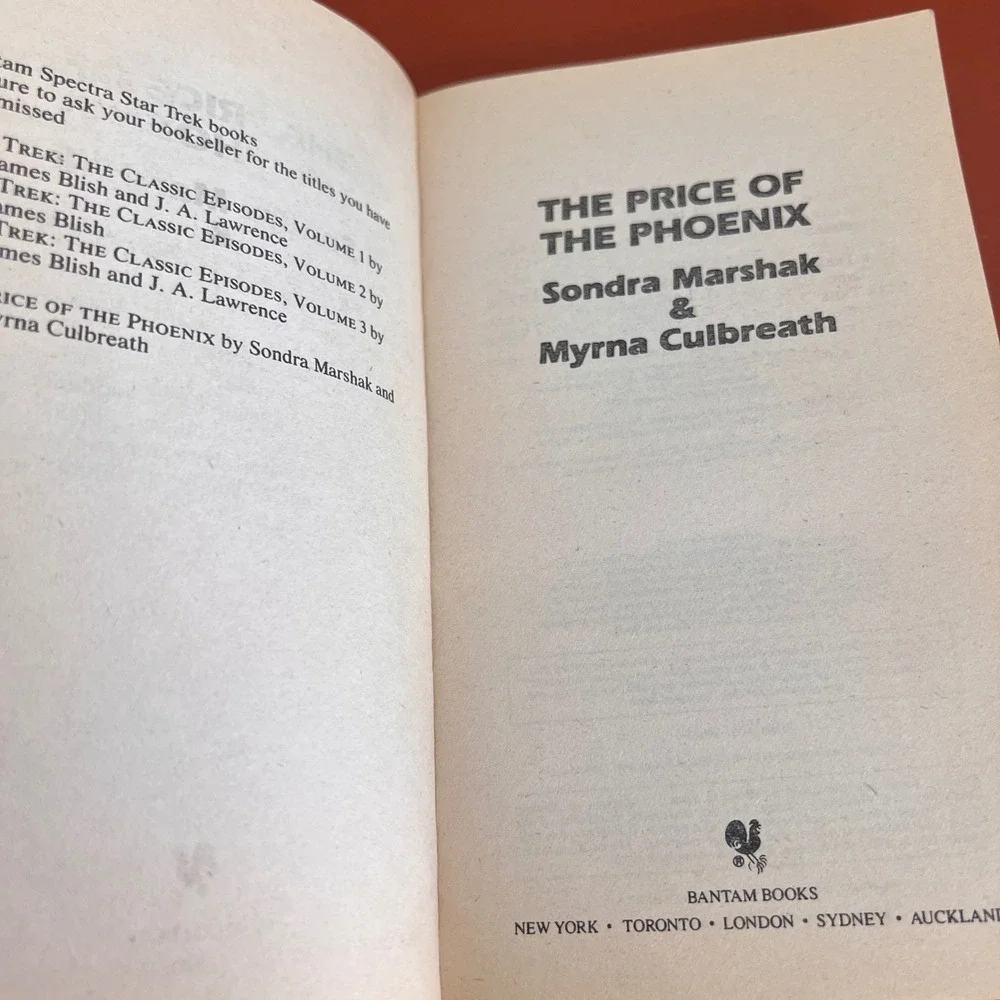 Star Trek The Price of the Phoenix Paperback 1993 Bantam Book Marshak‎ Culbreath